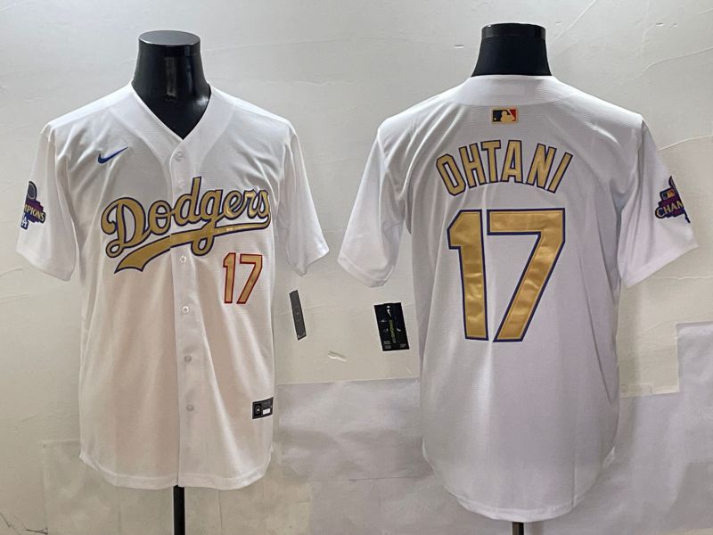 Men Los Angeles Dodgers #17 Ohtani White Gold Game Nike 2025 MLB Jersey style 19->los angeles dodgers->MLB Jersey